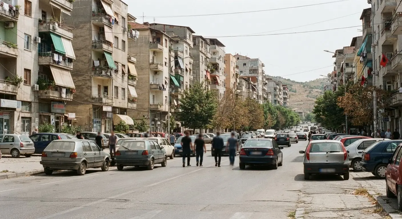 Droga i krajobraz w Tiranie, Albania